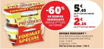 Super U BEURRE PRESIDENT (1) offre