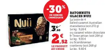 Super U BATONNETS GLACES NUII offre