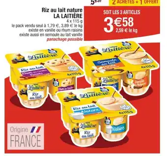 Cora x Carrefour Riz au lait nature LA LAITIÈRE 4x115 g offre