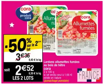 Cora x Carrefour Lardons allumettes fumées au bons de hêtre offre