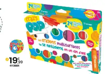 JouéClub Best Of Toys 24 CRAYONS PEINTURE - CRAZY POP offre