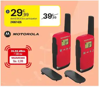 JouéClub MOTOROLA TALKIES-WALKIES ROUGES T42 offre