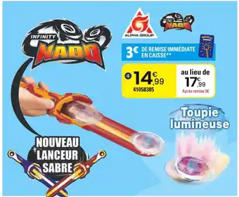 JouéClub ALPHA GROUP / INFINITY NADO PACK LANCEUR SABRE VI + TOUPIE LUMINEUSE offre