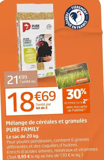 Jardiland PURE FAMILY Mélange de céréales et granulés offre