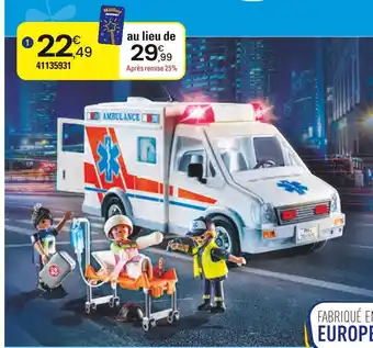 JouéClub Playmobil AMBULANCE AVEC ENFANT BLESSÉ offre