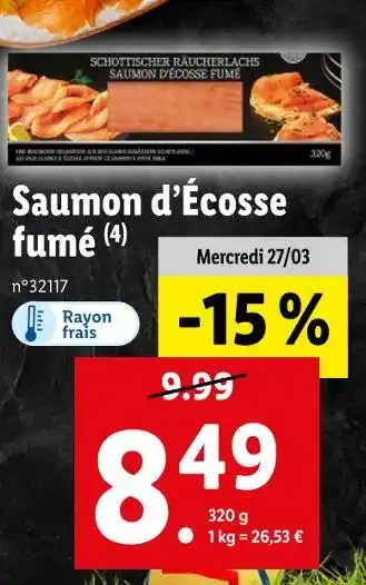 Lidl Saumon d’Écosse fumé offre