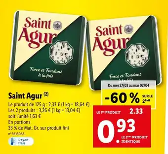 Lidl Saint Agur offre