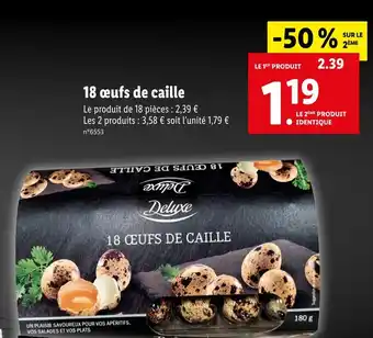 Lidl Deluxe 18 œufs de caille offre