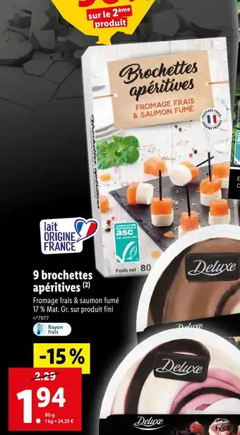 Lidl 9 brochettes apéritives offre