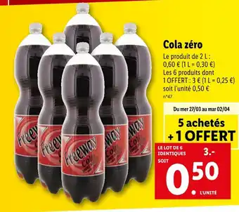 Lidl Freeway Cola zéro offre