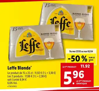 Lidl Leffe Leffe Blonde offre