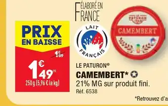 ALDI LE PATURON CAMEMBERT offre