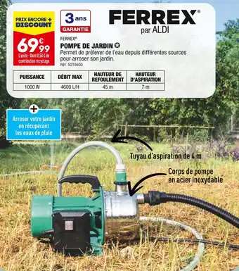 ALDI FERREX POMPE DE JARDIN offre