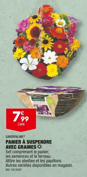 ALDI GARDENLINE PANIER À SUSPENDRE AVEC GRAINES offre