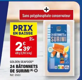 ALDI GOLDEN SEAFOOD 24 BÂTONNETS DE SURIMI offre