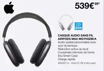 Costco CASQUE AUDIO SANS FIL AIRPODS MAX MGYH3ZM/A offre