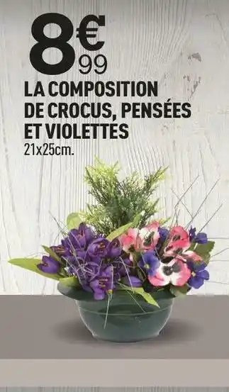 Centrakor La composition de crocus, pensées et violettes offre