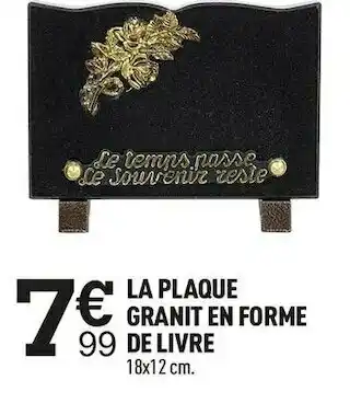 La plaque granit en forme de livre
