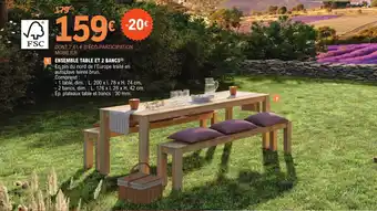 E.Leclerc ENSEMBLE TABLE ET 2 BANCS (2) offre