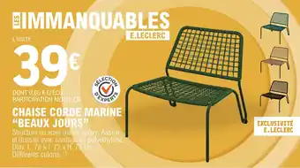 E.Leclerc CHAISE CORDE MARINE "BEAUX JOURS" offre