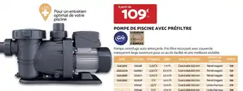 Bricomarché POMPE DE PISCINE AVEC PRÉFILTRE offre