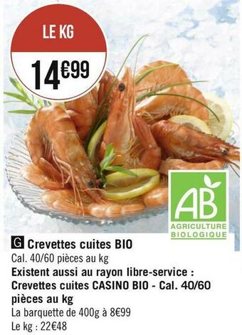 Géant Casino Crevettes cuites bio offre