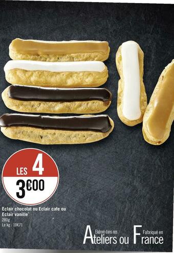 Eclair chocolat ou eclair cafe ou eclair vanille