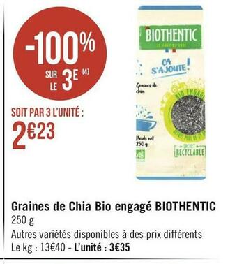 Biothentic graines de chia bio engagé