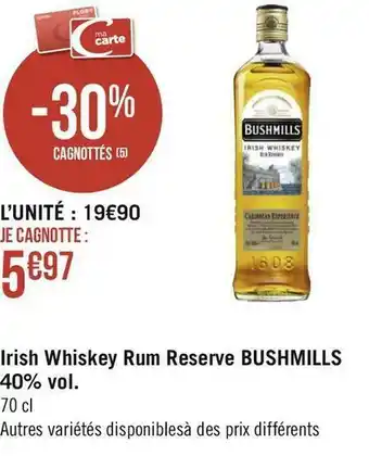Bushmills irish whiskey rum reserve 40% vol.