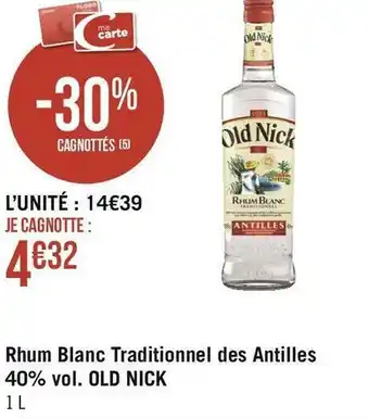 Old nick rhum blanc traditionnel des antilles 40% vol.