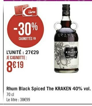 The kraken rhum black spiced 40% vol.