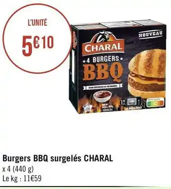 Charal burgers bbq surgelés
