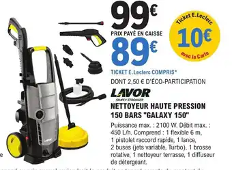 E.Leclerc Brico NETTOYEUR HAUTE PRESSION 150 BARS "GALAXY 150" offre