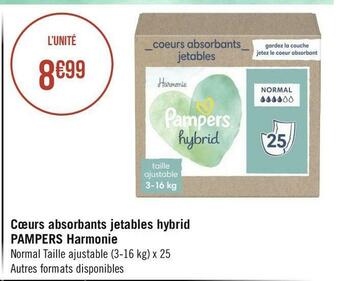 Pampers cœurs absorbants jetables hybrid harmonie