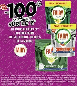 Géant Casino Fairy bon plan sur une sélection de produits de la marque offre