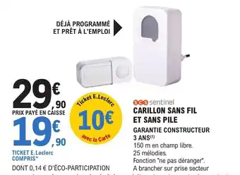 E.Leclerc Brico CARILLON SANS FIL ET SANS PILE offre