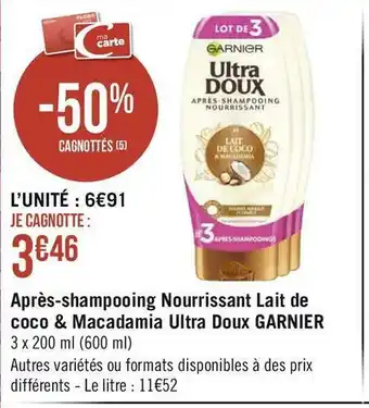 Garnier après-shampooing nourrissant lait de coco & macadamia ultra doux