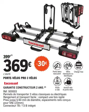 E.Leclerc L'Auto PORTE-VÉLOS PRO 3 VÉLOS offre