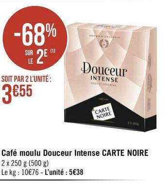 Carte noire café moulu douceur intense