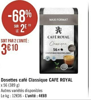 Géant Casino Cafe royal dosettes café classique offre