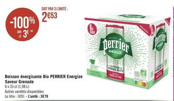 Géant Casino Perrier boisson énergisante bio energize saveur grenade offre