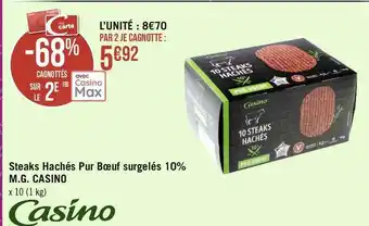 Géant Casino Casino steaks hachés pur bœuf surgelés 10% m.g. offre