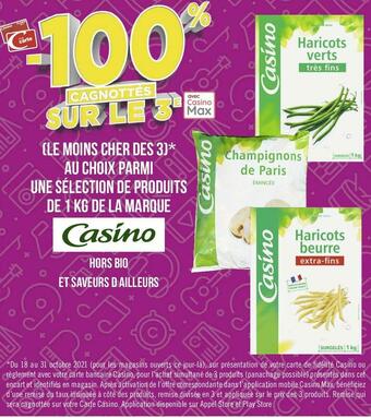 Géant Casino Casino bon plan sur une sélection de produits de 1 kg de la marque casino bio offre