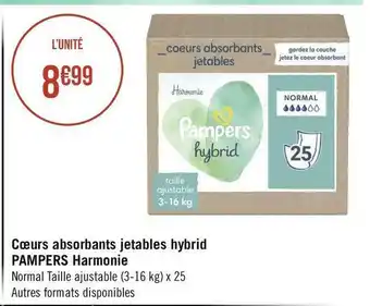 Pampers cœurs absorbants jetables hybrid harmonie