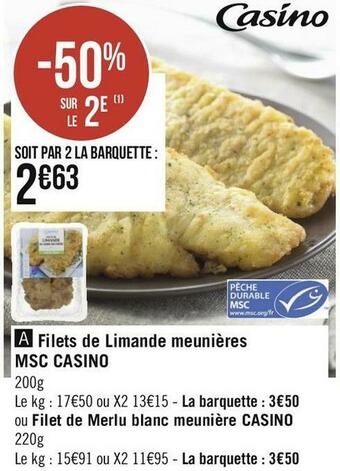 Géant Casino Casino filets de limande meunières msc offre