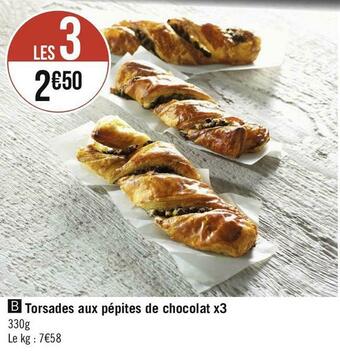 Torsades aux pépites de chocolat x3