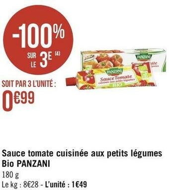 Panzani sauce tomate cuisinée aux petits légumes bio