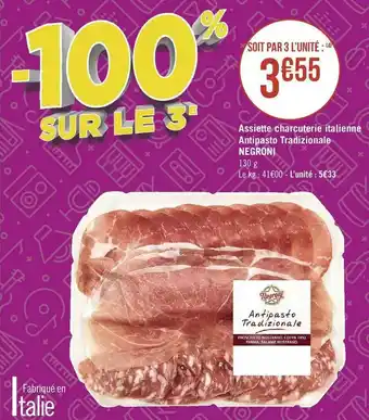 Géant Casino Negroni assiette charcuterie italienne antipasto tradizionale offre