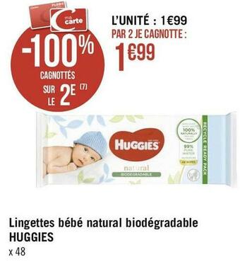 Géant Casino Huggies lingettes bébé natural biodégradable offre