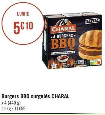 Charal burgers bbq surgelés